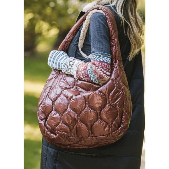 FP Movement 92972223 Women's Nutshell Brown Surplus Shine Carryall Bag Purse - Picture 12 of 12